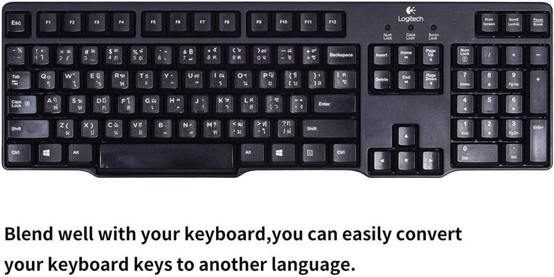 CaseBuy 2PCS Thai Keyboard Stickers, Thai-English Keyboard Letters Replacement Sticker White Font on Black Background for Computer Laptop Notebook Desktop, Matte Vinyl Keyboard Alphabet Sticker - Image 5